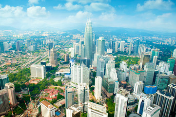 Aerial View Kuala Lumpur city skyline daytime