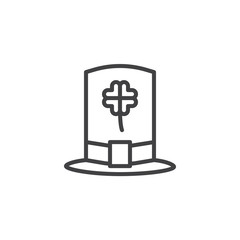 Obraz premium Leprechaun hat line icon, outline vector sign, linear style pictogram isolated on white. Celebration symbol, logo illustration. Editable stroke