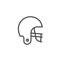 American football helmet line icon, outline vector sign, linear style pictogram isolated on white. Symbol, logo illustration. Editable stroke