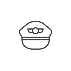 Pilot hat line icon, outline vector sign, linear style pictogram isolated on white. Symbol, logo illustration. Editable stroke