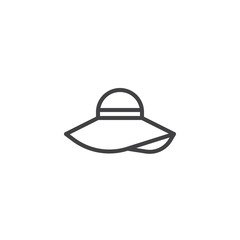 Pamela hat line icon, outline vector sign, linear style pictogram isolated on white. Symbol, logo illustration. Editable stroke