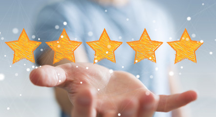 Businessman rating with hand drawn stars