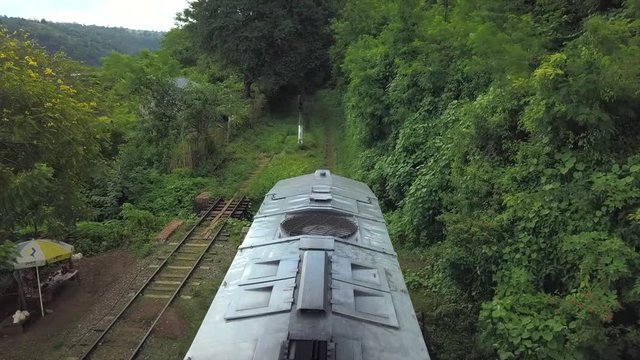 The famous viaduct Goteik between Pyin Oo Lwin and Hsipaw in Myanmar.It is the highest bridge in Myanmar.Aerial view from the drone 