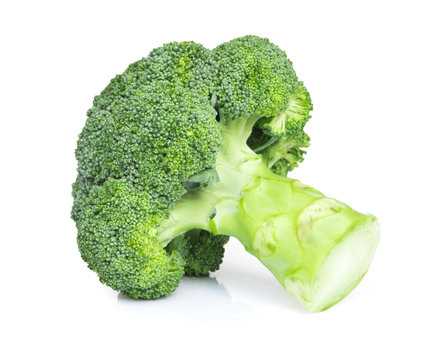 Closeup fresh broccoli on white background, raw food healthy for cooking