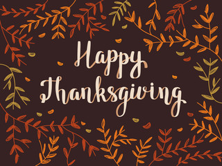 Fototapeta na wymiar Thanksgiving Card with Colorful Foliage