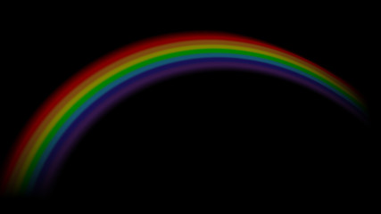 Rainbow icon. Shape arch isolated on black background. Colorful light and bright design element. Symbol of rain, sky, clear, nature. Flat simple graphic style Vector illustration