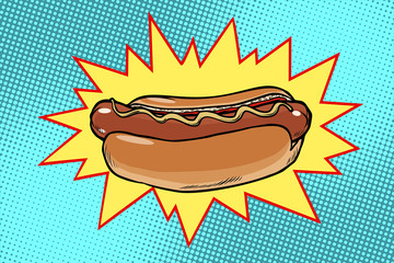 Pop art hot dog fast food