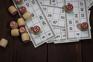 Lotto board game on a wooden table