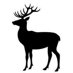 deer  vector illustration flat style  black silhouette profile side