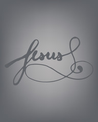 Jesus calligraphy on grey background | Christianity vintage design by handwritten