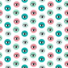 Washable Wallpaper Murals Eyes Vector hand drawn eye doodles in colorful circles