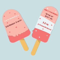 Birthday invitation template as ice cream shape
