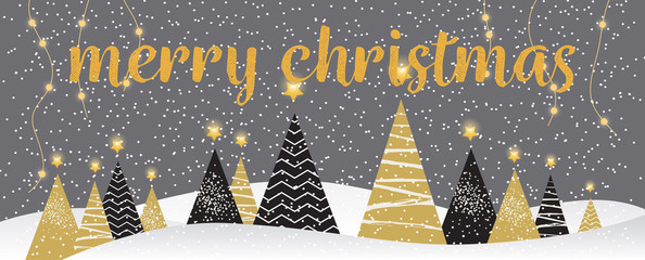 Christmas winter background. Merry christmas happy new year golden triangle tree low poly. christmas tree, design, vector illustration. Creative Christmas tree. Merry christmas greeting card. © detakstudio