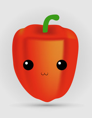 Happy smiling cute capsicum.Vector flat cartoon character illustration icon design. Isolated on grey background.Capsicum concept