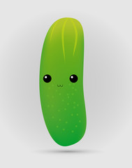 Happy smiling cute cucumber.Vector flat cartoon character illustration icon design. Isolated on grey background. Cucumber concept