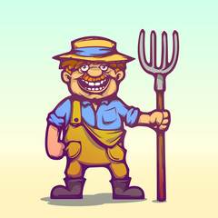 
Cartoon farmer, front view. Vector illustration, eps 10.