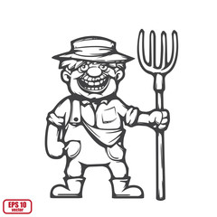 
Cartoon farmer, front view. Vector illustration, eps 10.