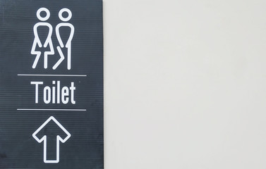 Black toilet sign , Cute man and lady  on White background . - 177508838