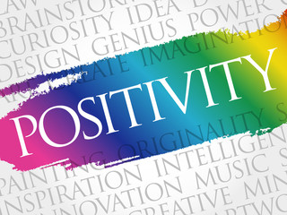 Positivity word cloud collage, creative business concept background