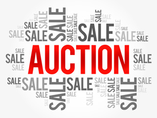 AUCTION words cloud, business concept background