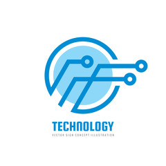 Technology - vector logo template for corporate identity. Abstract chip sign. Network, internet tech concept illustration. Design element.