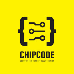Chip code - vector logo template concept illustration. Digital abstract creative sign. Design element. 