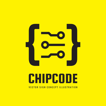 Chip code - vector logo template concept illustration. Digital abstract creative sign. Design element. 