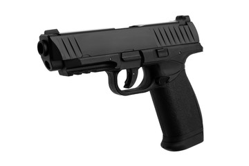 pneumatic pistol isolated on white