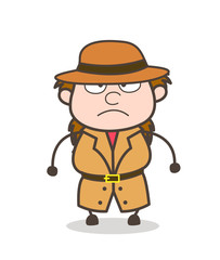 Angry Face - Female Explorer Scientist Cartoon Vector