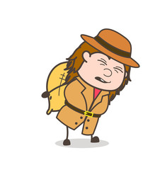 Carrying Heavy Weight - Female Explorer Scientist Cartoon Vector