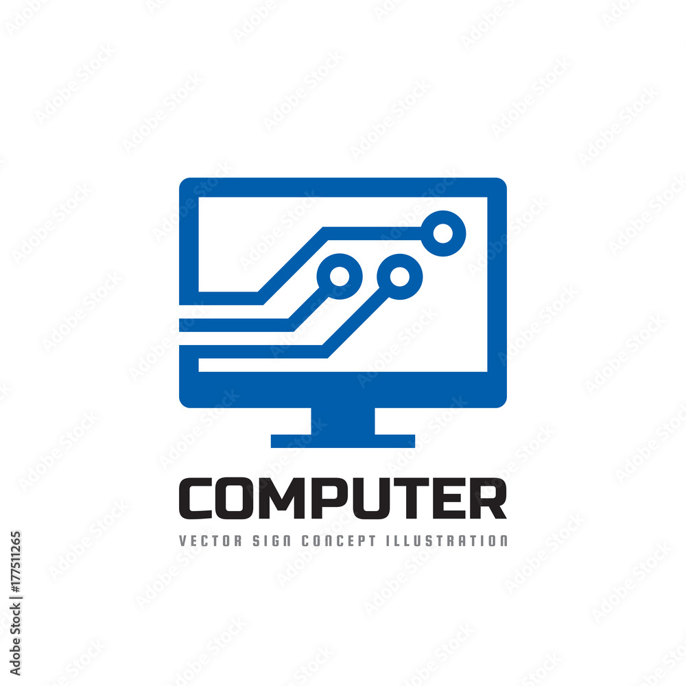 Poster computer electronic - vector logo template concept illustration. abstract monitor icon. modern techn