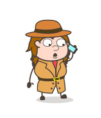 Telecommunication - Female Explorer Scientist Cartoon Vector