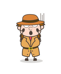 Screaming in Fear - Female Explorer Scientist Cartoon Vector