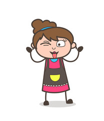 Funny Teasing Face - Beautician Girl Artist Cartoon Vector