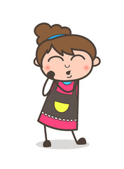 Cute Blushing Expression - Beautician Girl Artist Cartoon Vector