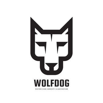 Wolf or dog head - vector logo template concept illustration. Wilde animal graphic sign. Design element.