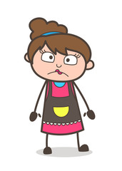 Slightly Frowning Face - Beautician Girl Artist Cartoon Vector