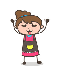 Naughty Smile with Tongue Out Face - Beautician Girl Artist Cartoon Vector