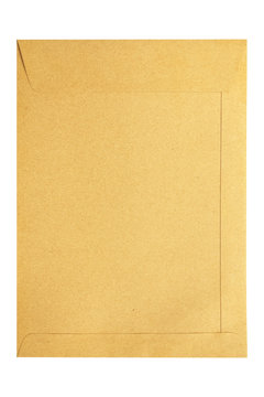 Brown envelope document isolated on white background.