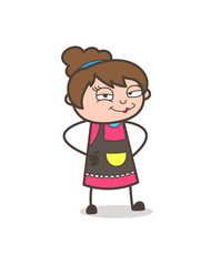 Cunning and Slightly Smile - Beautician Girl Artist Cartoon Vector