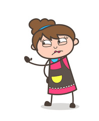 Showing Hand in Aggression - Beautician Girl Artist Cartoon Vector