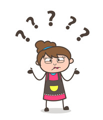 Confused Expression - Beautician Girl Artist Cartoon Vector