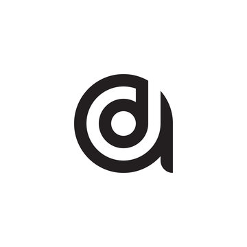initial letter ad, da, d inside a, linked line circle shape logo, monogram black color