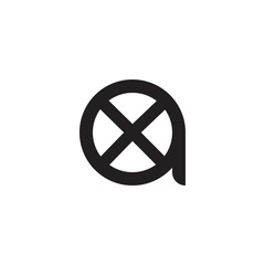 initial letter ax, xa, x inside a, linked line circle shape logo, monogram black color