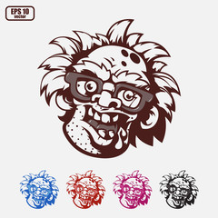 Crazy old man with glasses. Cartoon character for use in design. Vector illustration, eps 10.