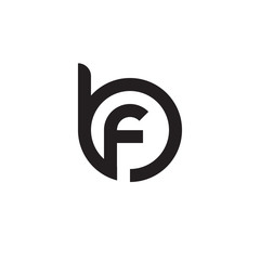 initial letter bf, fb, f inside b, linked line circle shape logo, monogram black color - obrazy, fototapety, plakaty