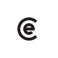Initial letter ce, ec, e inside c, linked line circle shape logo, monogram black color