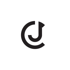 Initial letter cj, jc, j inside c, linked line circle shape logo, monogram black color