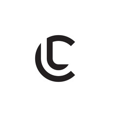 Initial letter cl, lc, l inside c, linked line circle shape logo, monogram black color