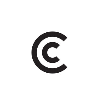 Initial letter cc, cc, c inside c, linked line circle shape logo, monogram black color